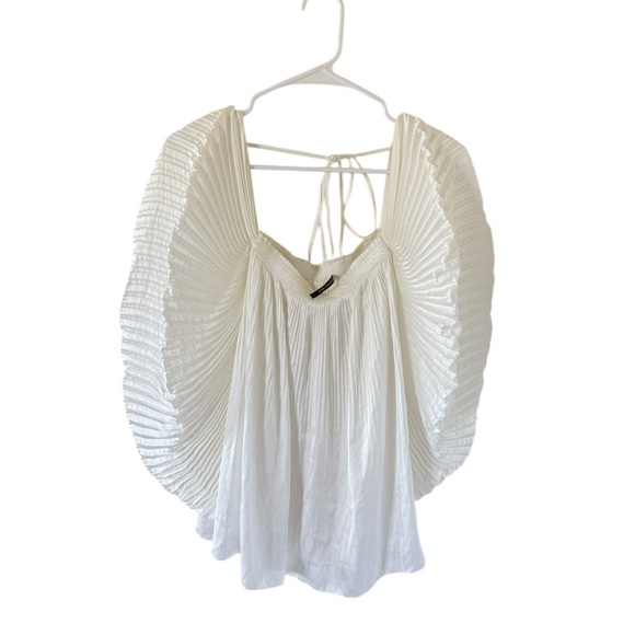 Kobi Halperin White Accordion Sleeve Pleated Blouse - Picture 4 of 8